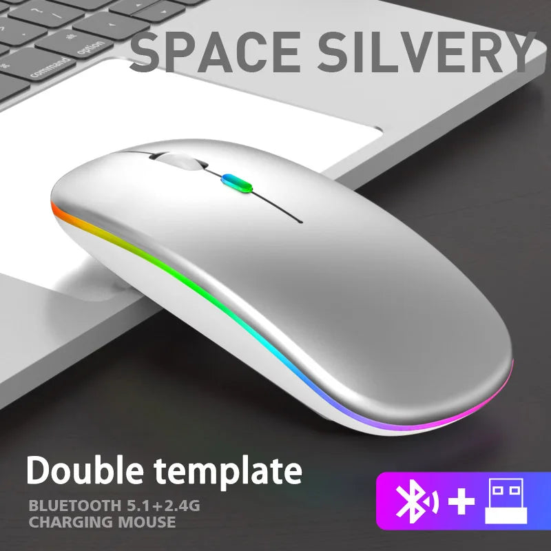 RGB היקפית עכבר אלחוטי ארגונומי נטען עם תאורת