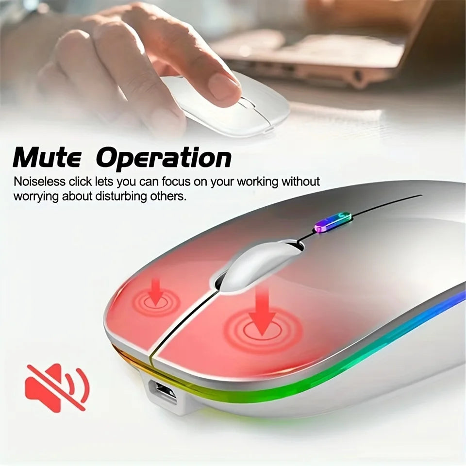 RGB היקפית עכבר אלחוטי ארגונומי נטען עם תאורת