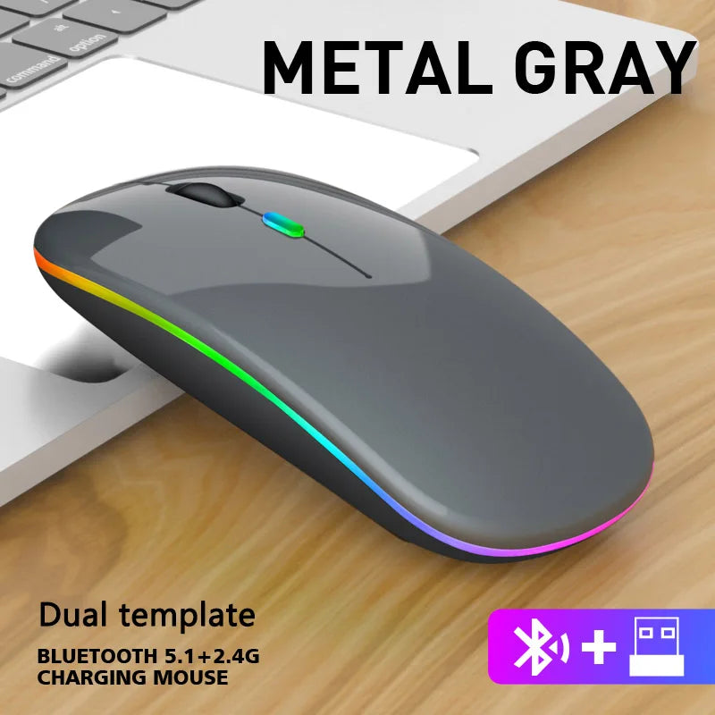 RGB היקפית עכבר אלחוטי ארגונומי נטען עם תאורת