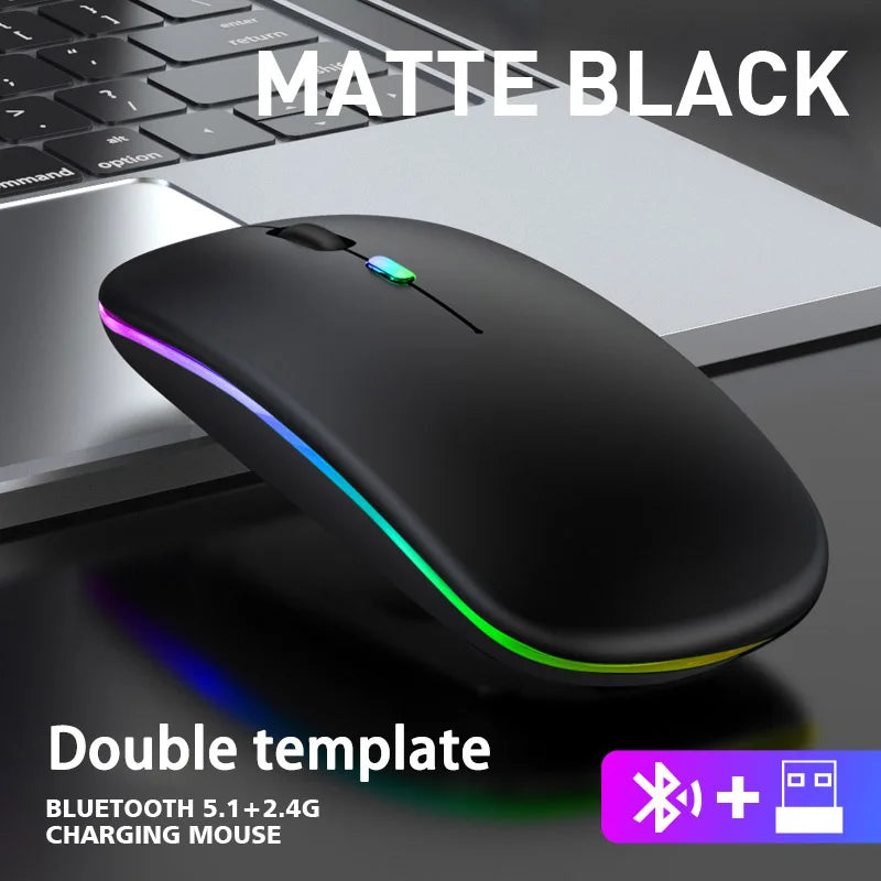 RGB היקפית עכבר אלחוטי ארגונומי נטען עם תאורת