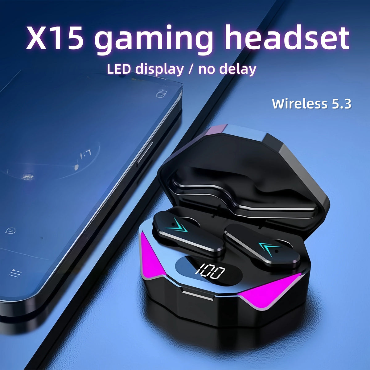 אוזניות גיימינג אלחוטיות X15 TWS עם תאורת LED