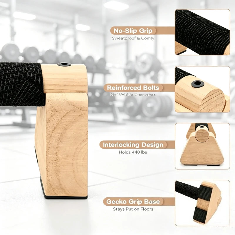 Compact Wooden Mini Parallettes for Deep Push-Ups & Handstands