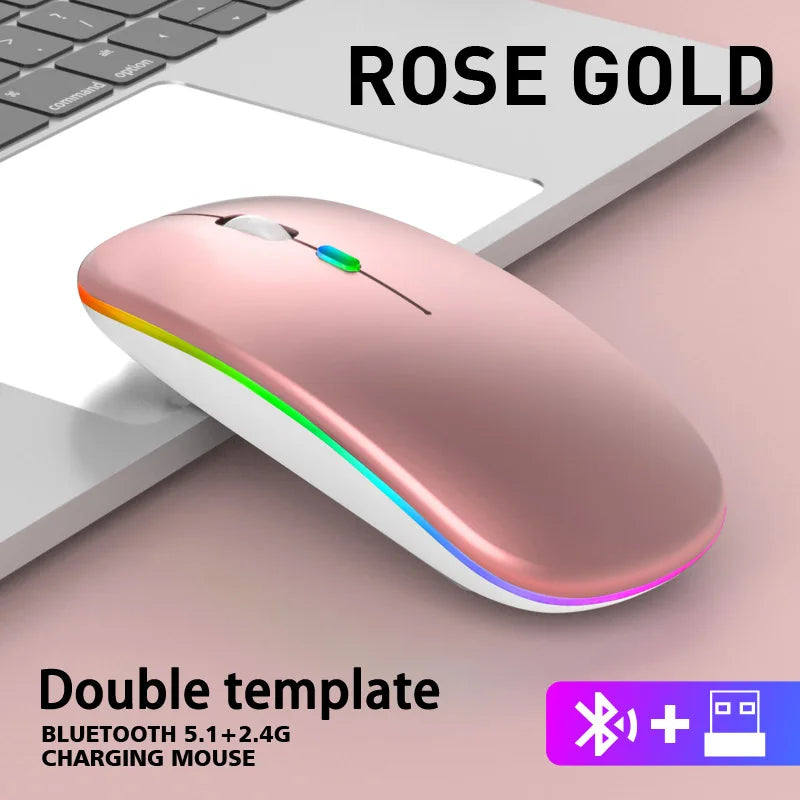 RGB היקפית עכבר אלחוטי ארגונומי נטען עם תאורת