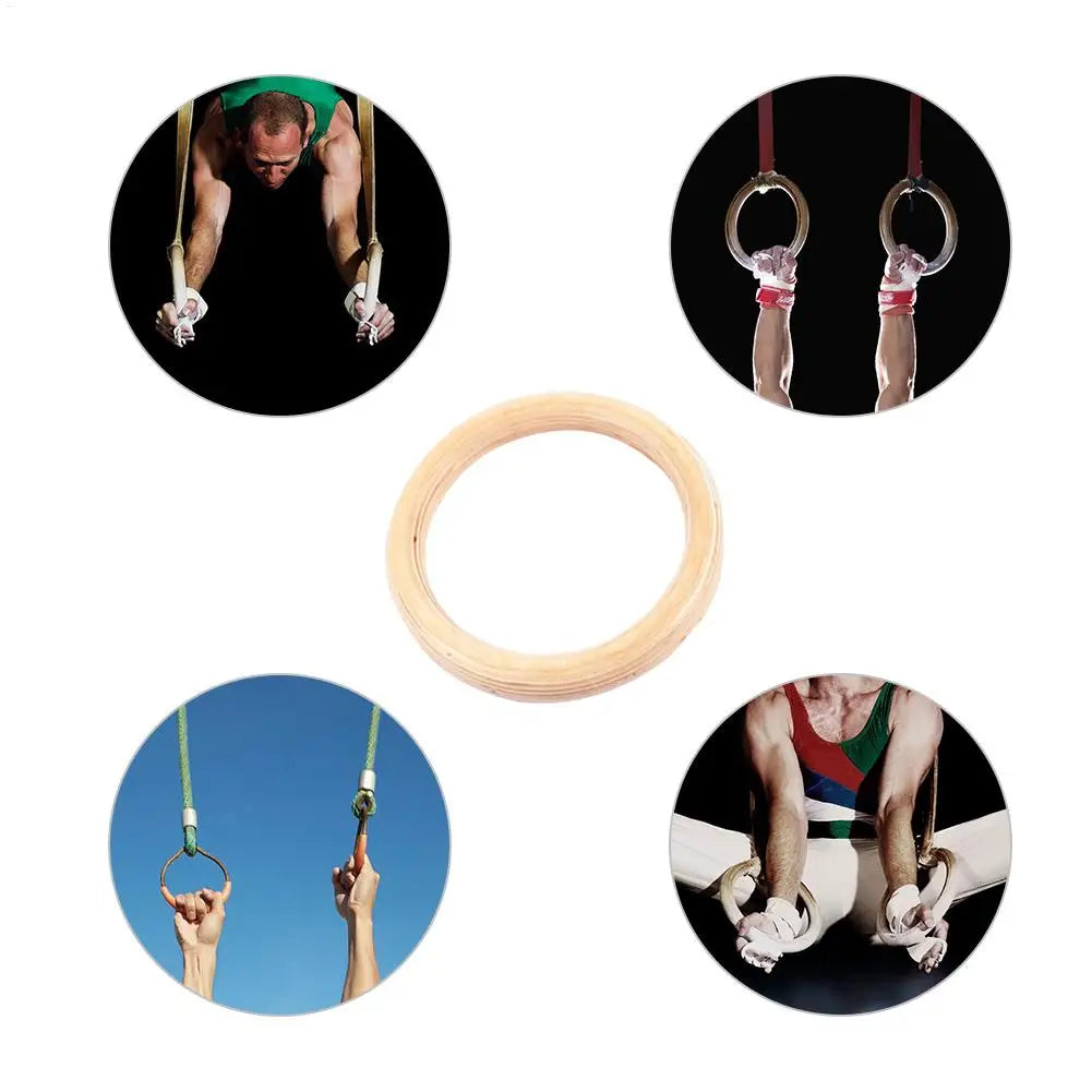 Premium Wooden Gymnastic Rings with Adjustable Straps