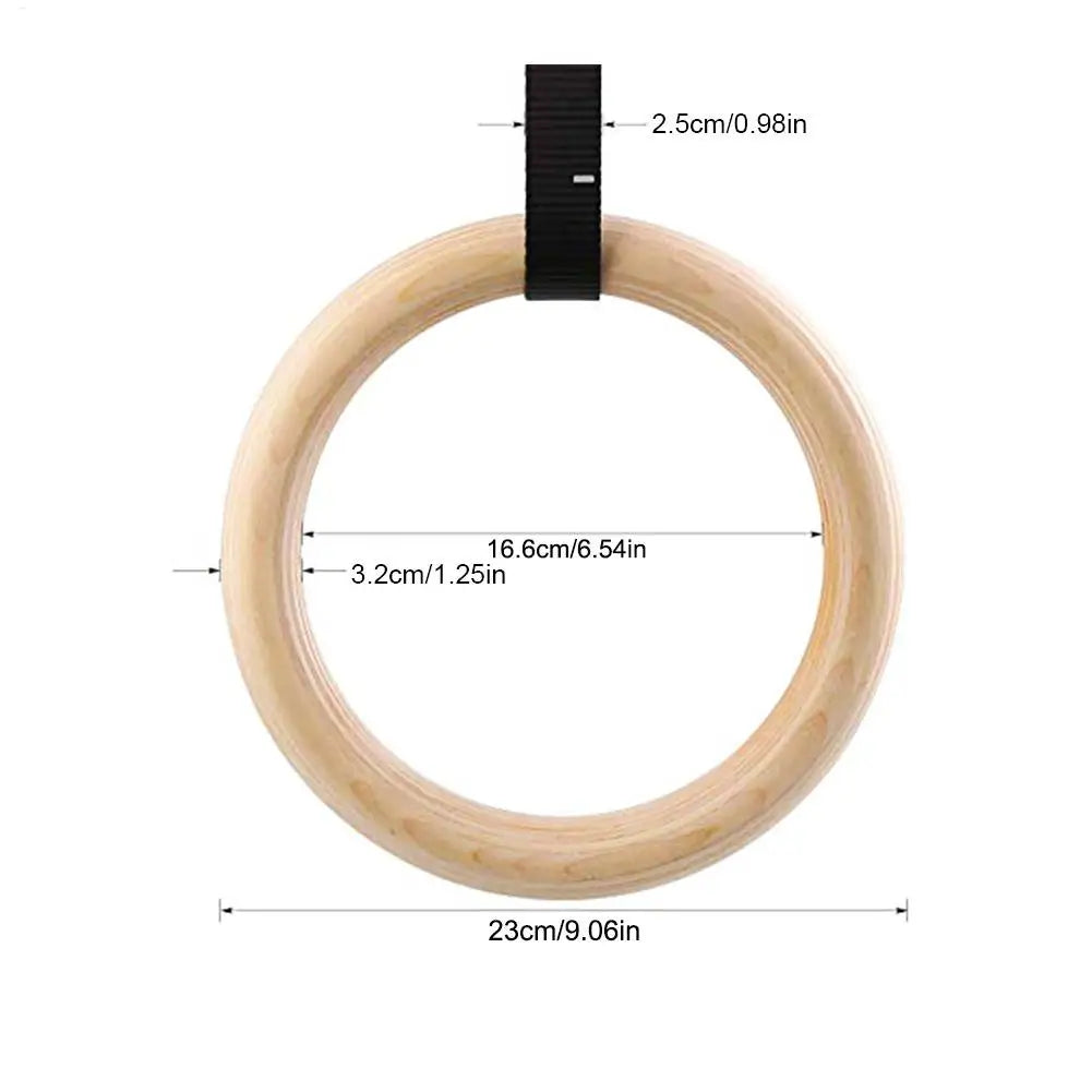 Premium Wooden Gymnastic Rings with Adjustable Straps