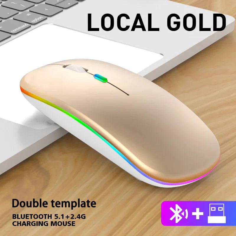 RGB היקפית עכבר אלחוטי ארגונומי נטען עם תאורת