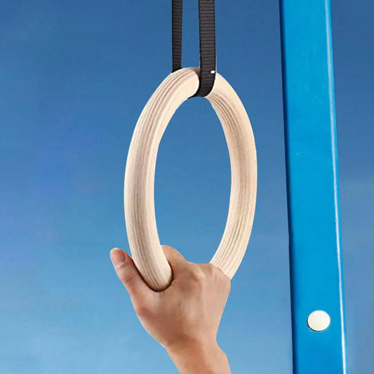 Premium Wooden Gymnastic Rings with Adjustable Straps
