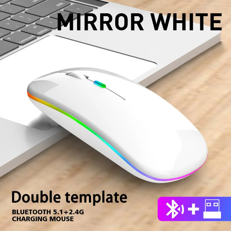 RGB היקפית עכבר אלחוטי ארגונומי נטען עם תאורת
